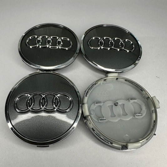 4x Audi kompatible Nabendeckel 61mm Grau