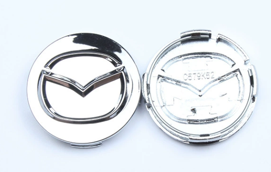 4x Nabendeckel 52mm kompatibel für Mazda Short Pin Glanz Silber