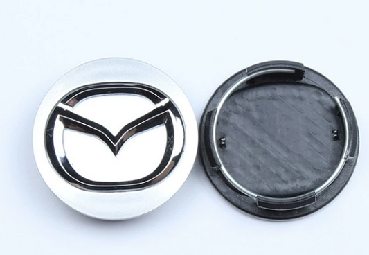 4x Nabendeckel 56mm kompatibel für Mazda Silber Long Pin
