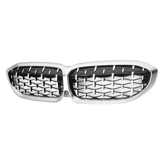 Frontgrill Diamond Style Matt Silber für BMW 3er G20 G21